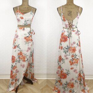 Lulu's Floral Maxi Dress in Orange and Green